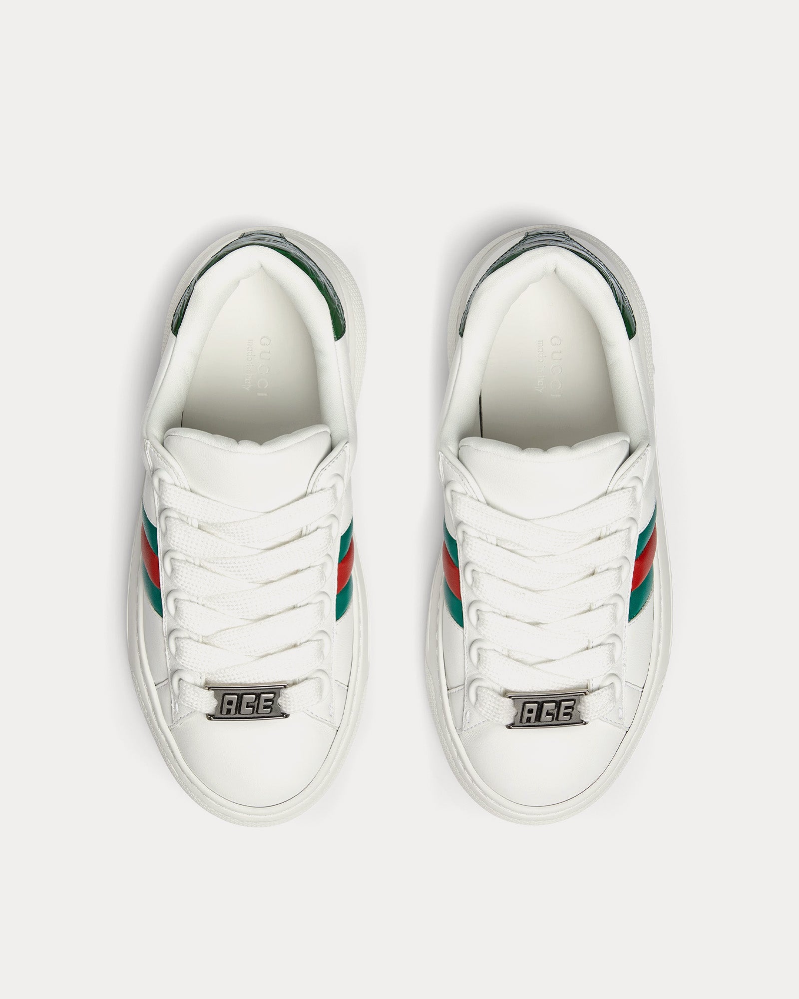 Gucci Screener with Web Leather Chunky White Low Top Sneakers - 2