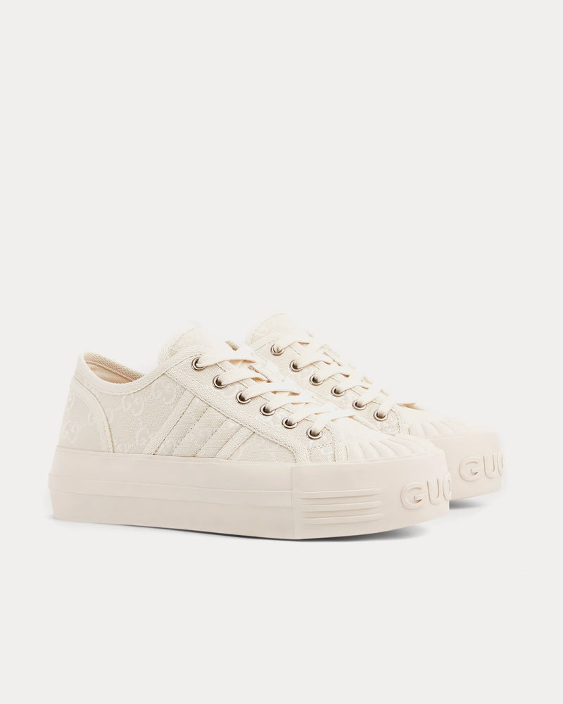 Gucci Chunky GG Canvas White Low Top Sneakers - 4