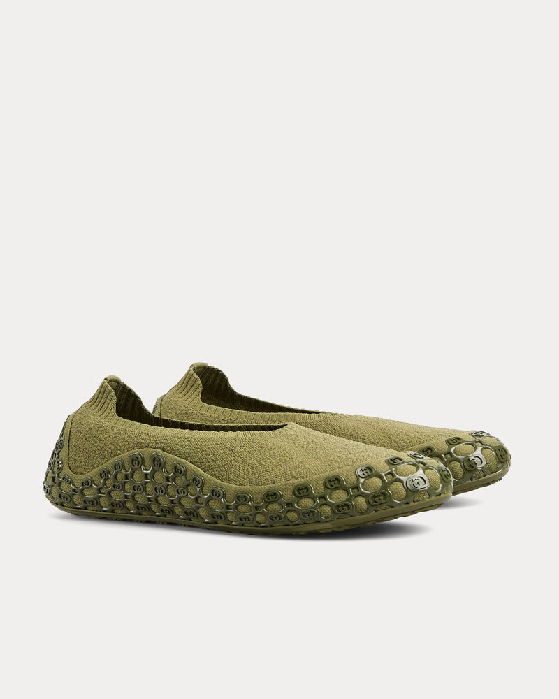 Gucci Elastic Fabric Dark Green Slip Ons - 3