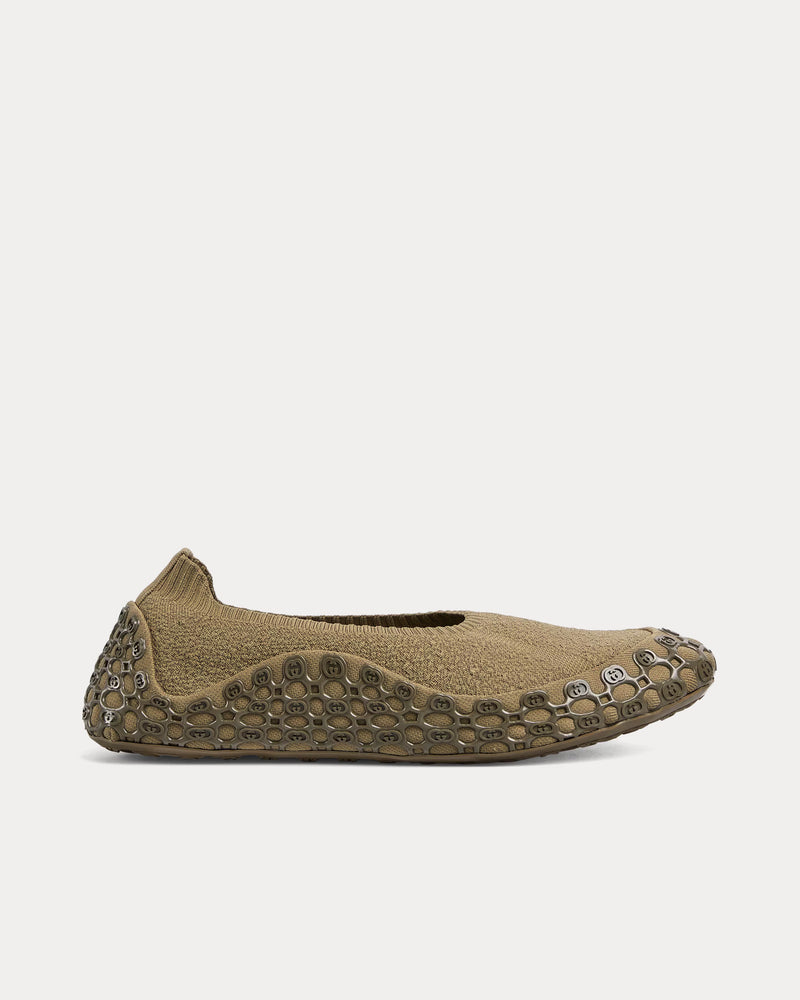 Gucci Elastic Fabric Light Brown Slip Ons - 1