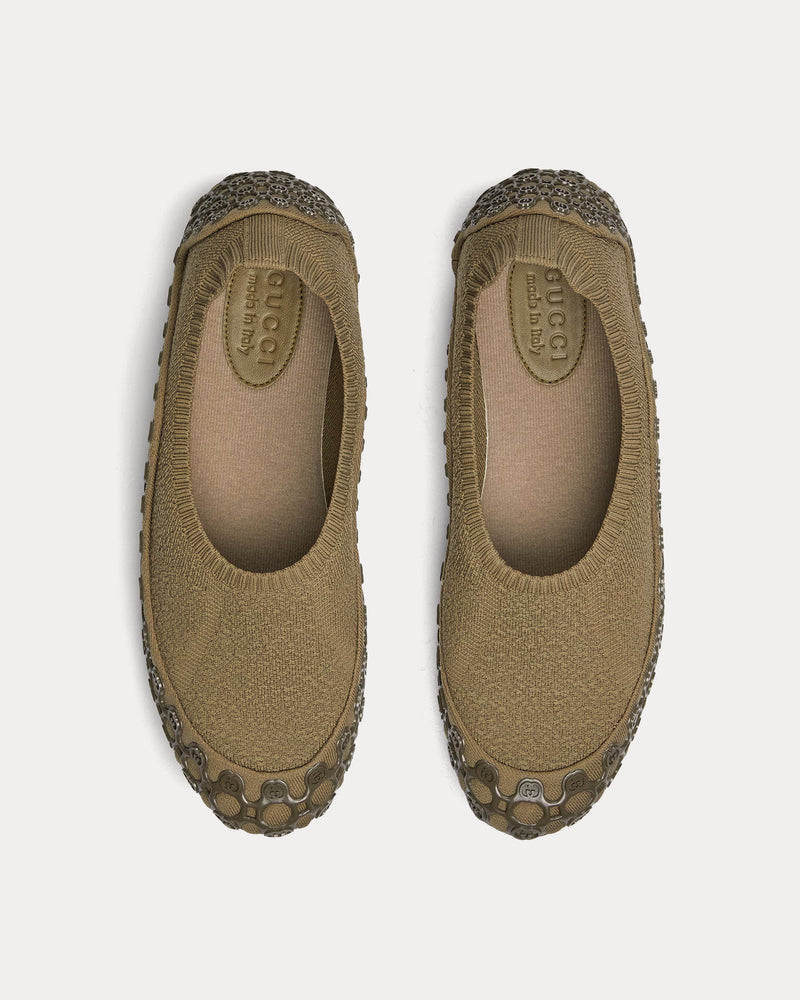 Gucci Elastic Fabric Light Brown Slip Ons - 2