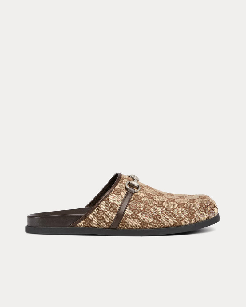 Gucci Horsebit Original GG Canvas Beige / Ebony Mules - 1