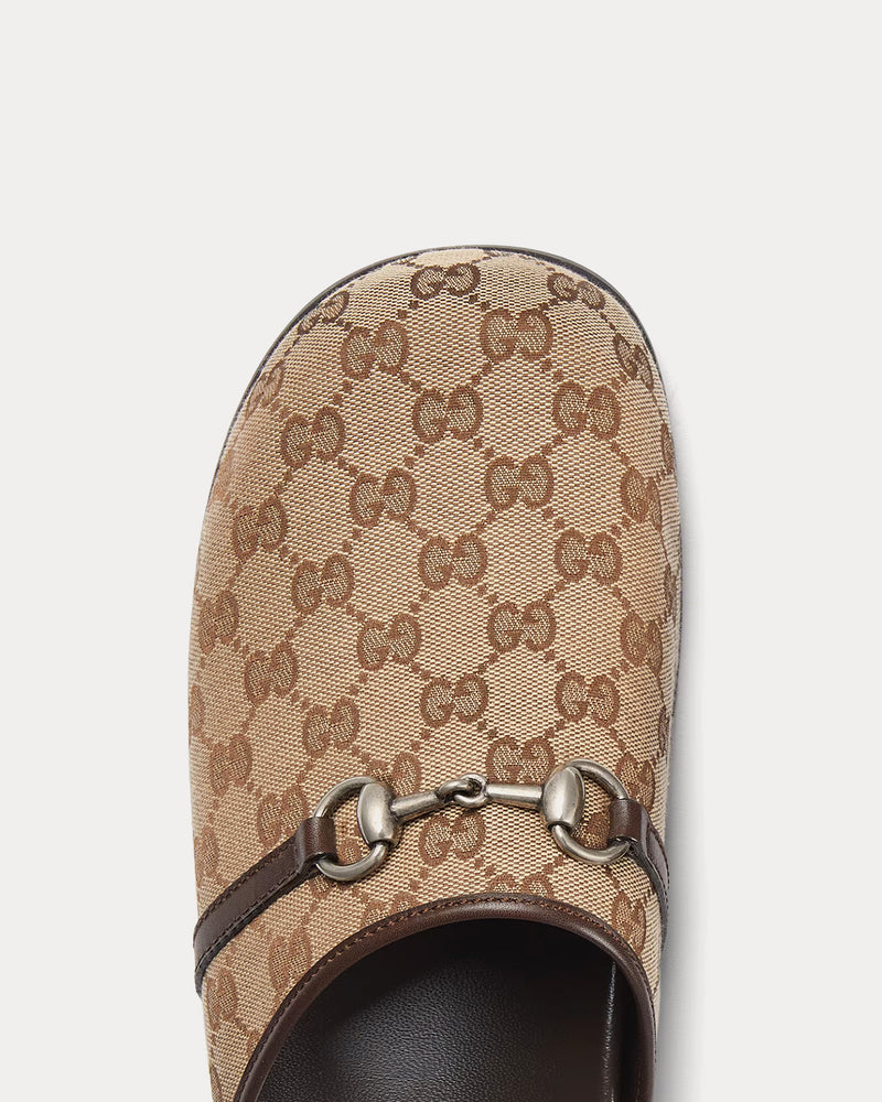 Gucci Horsebit Original GG Canvas Beige / Ebony Mules - 5