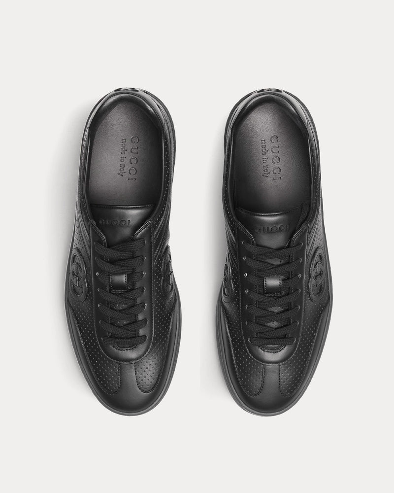 Gucci Interlocking G Leather Black Low Top Sneakers - 2