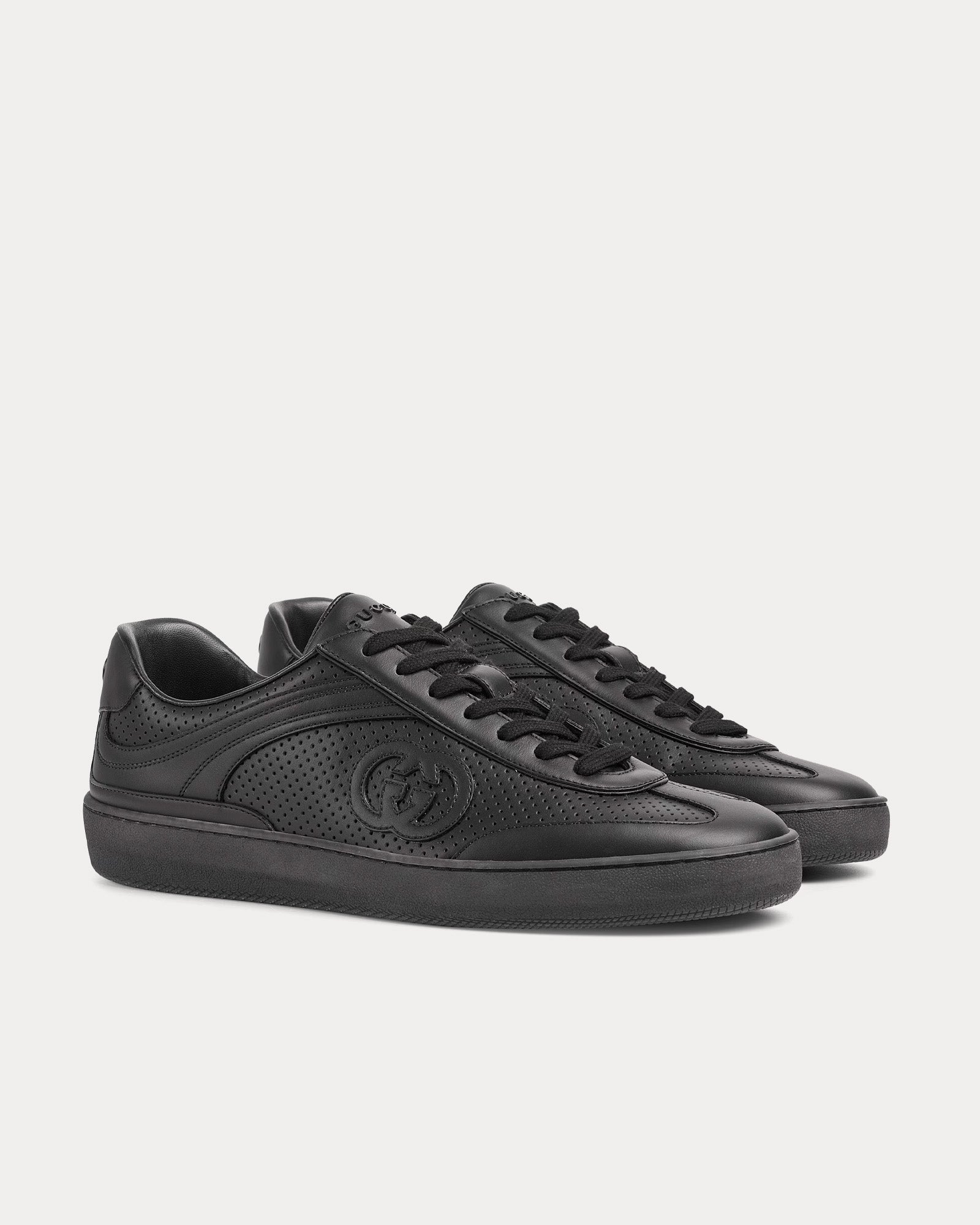 Gucci Interlocking G Leather Black Low Top Sneakers - 3