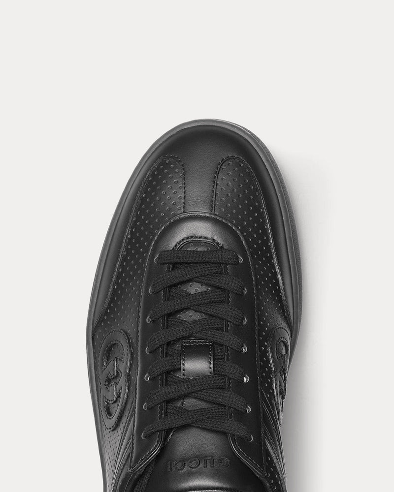 Gucci Interlocking G Leather Black Low Top Sneakers - 5