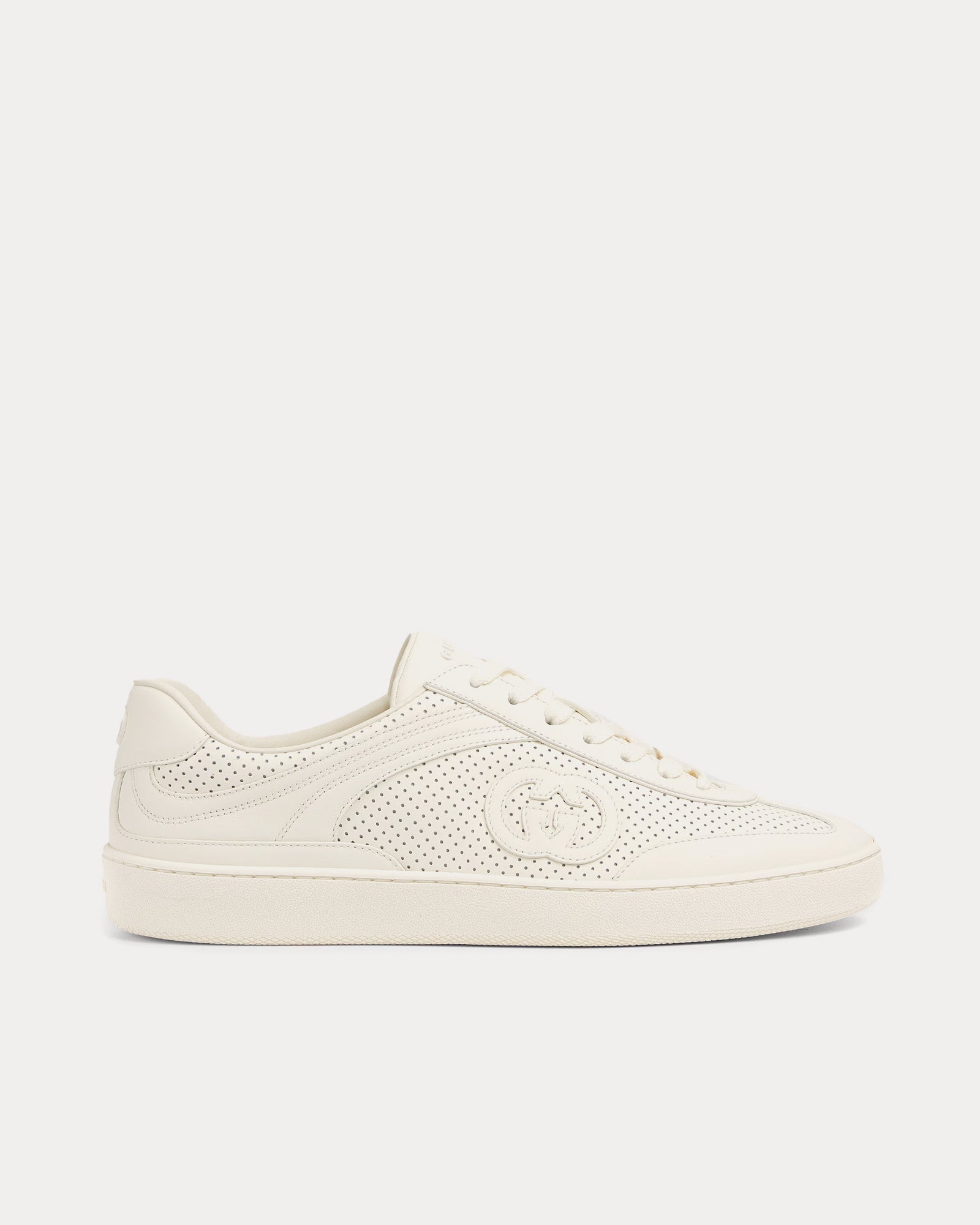 Gucci Interlocking G Leather White Low Top Sneakers - 1