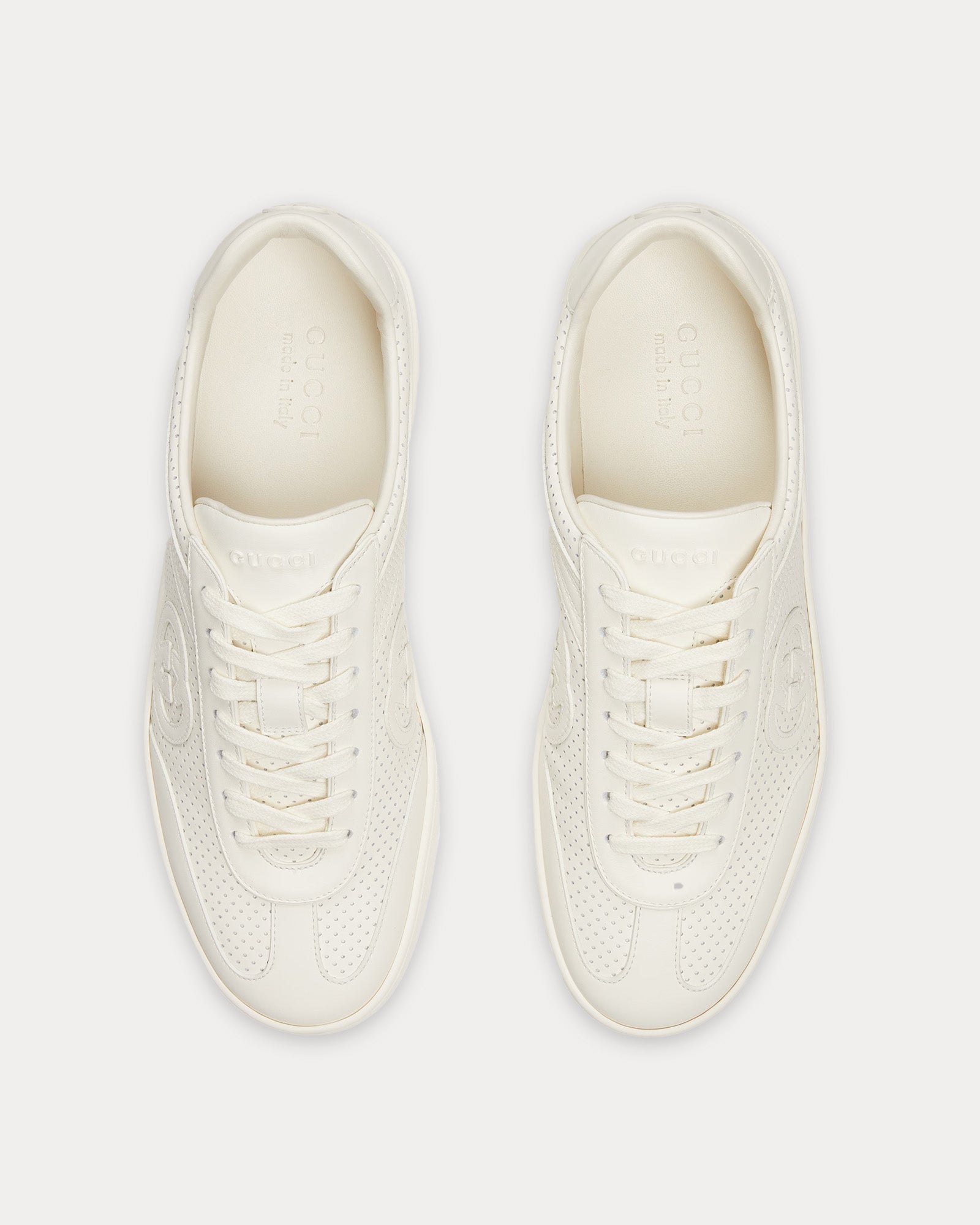 Gucci Interlocking G Leather White Low Top Sneakers - 2