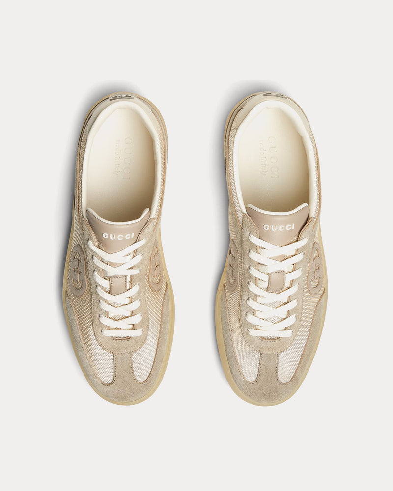 Gucci Interlocking G Suede Oatmeal Low Top Sneakers - 2