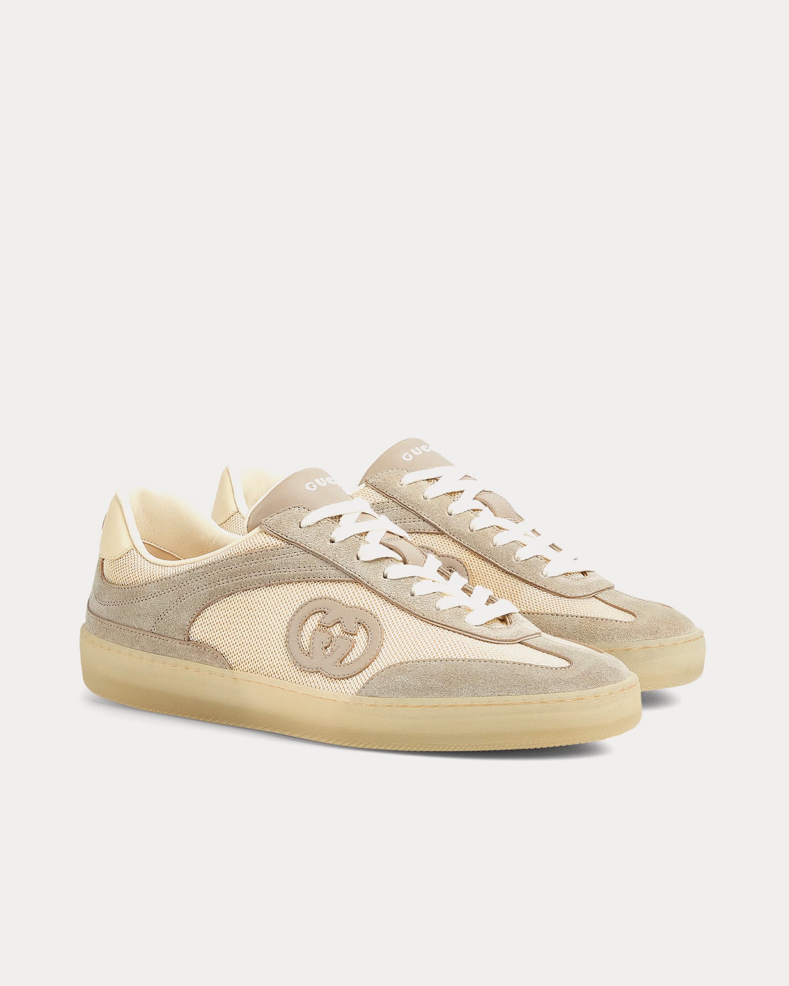 Gucci Interlocking G Suede Oatmeal Low Top Sneakers - 3