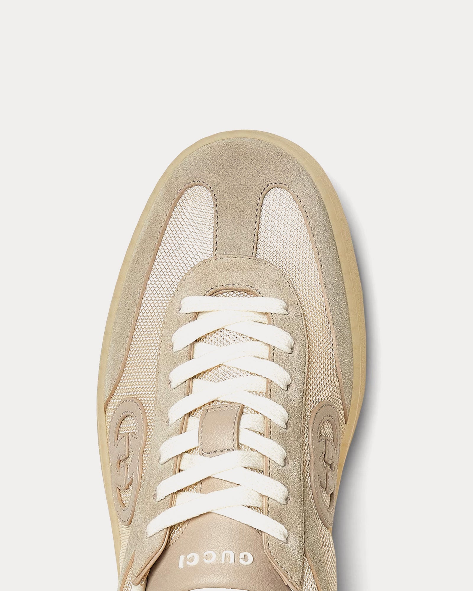 Gucci Interlocking G Suede Oatmeal Low Top Sneakers - 5