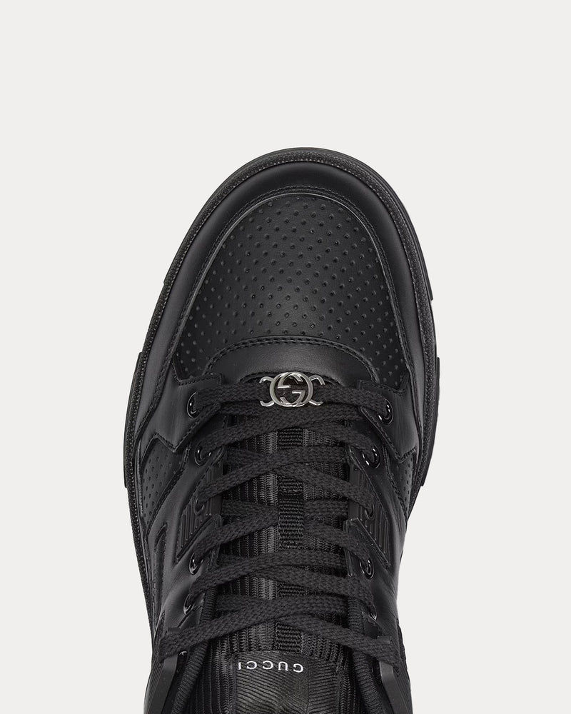 Gucci Interlocking G Perforated Leather Black Low Top Sneakers - 4