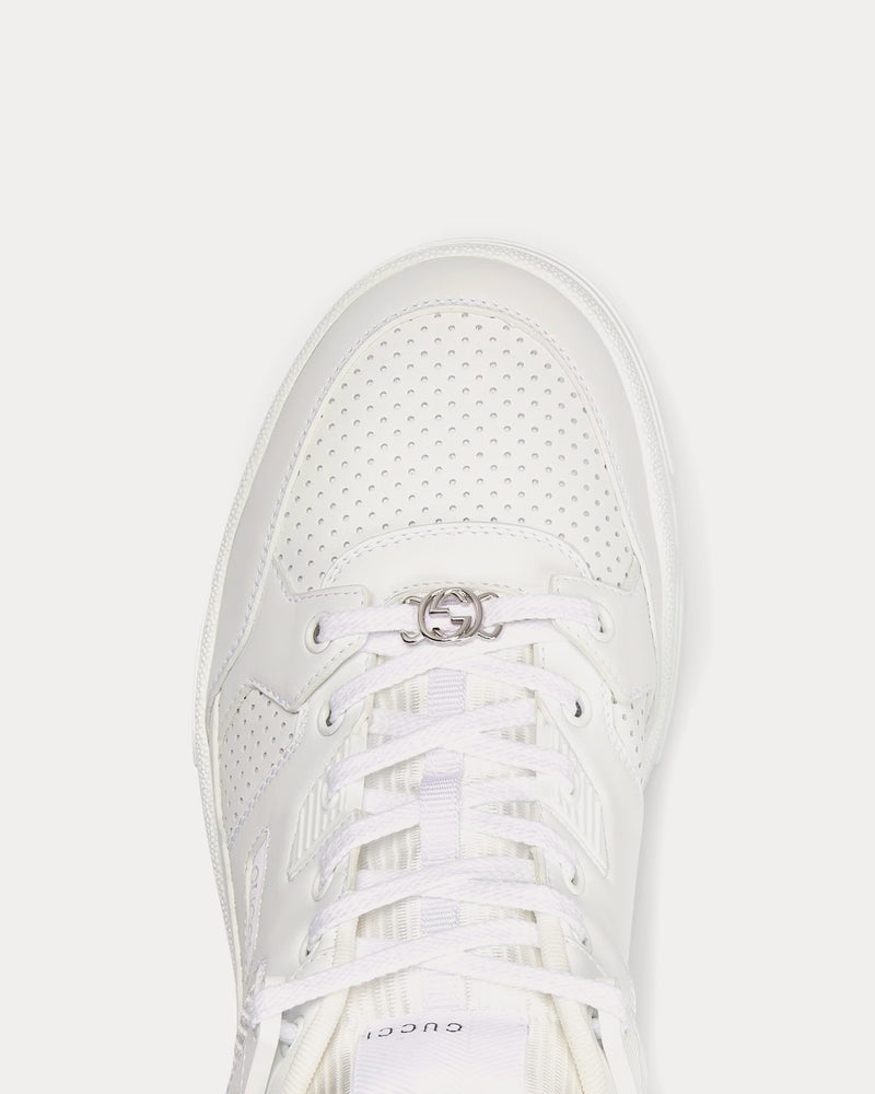 Gucci Interlocking G Perforated Leather White Low Top Sneakers - 4