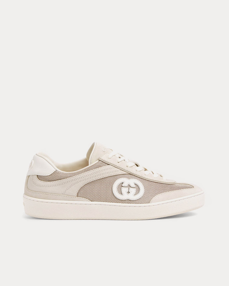 Gucci Interlocking G Suede Light Beige Low Top Sneakers - 1