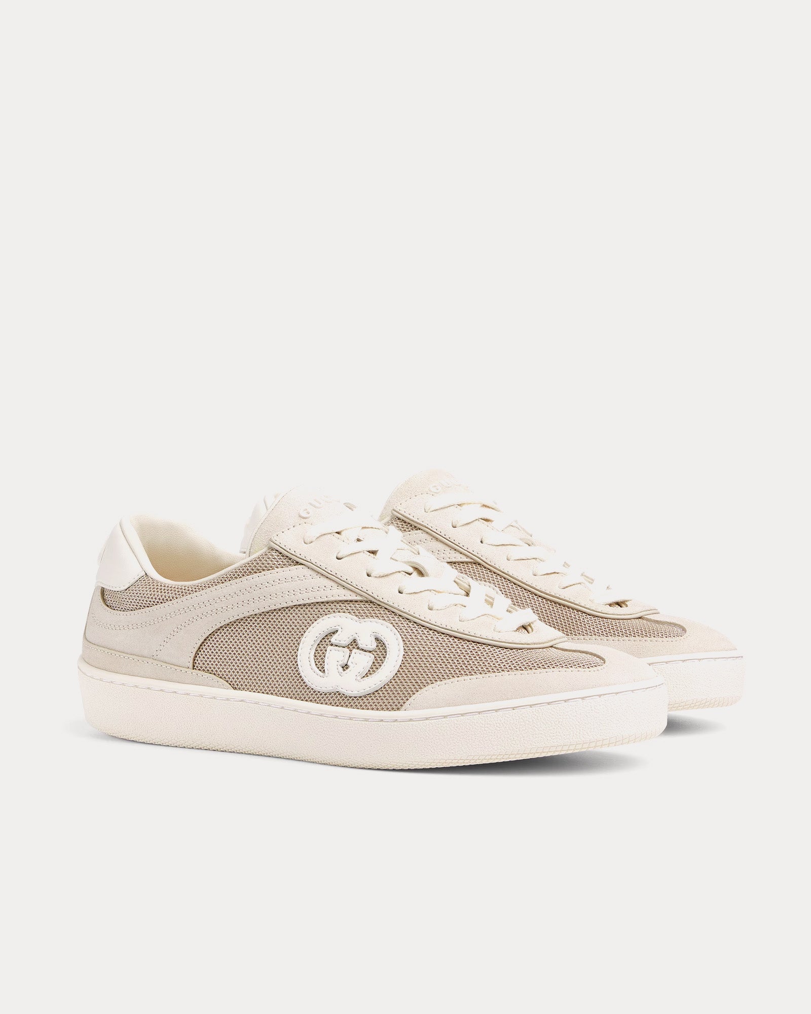 Gucci Interlocking G Suede Light Beige Low Top Sneakers - 3