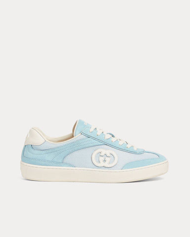 Gucci Interlocking G Suede Light Blue Low Top Sneakers