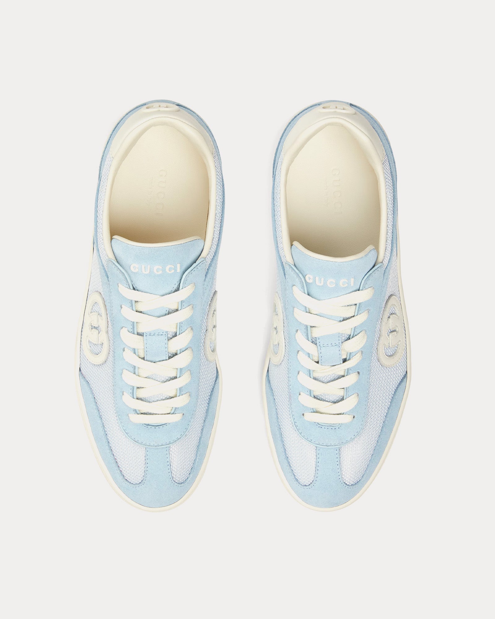 Gucci Interlocking G Suede Light Blue Low Top Sneakers - 2