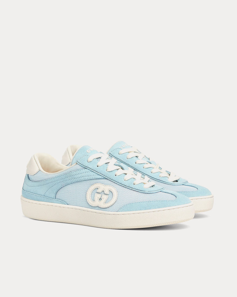 Gucci Interlocking G Suede Light Blue Low Top Sneakers - 3