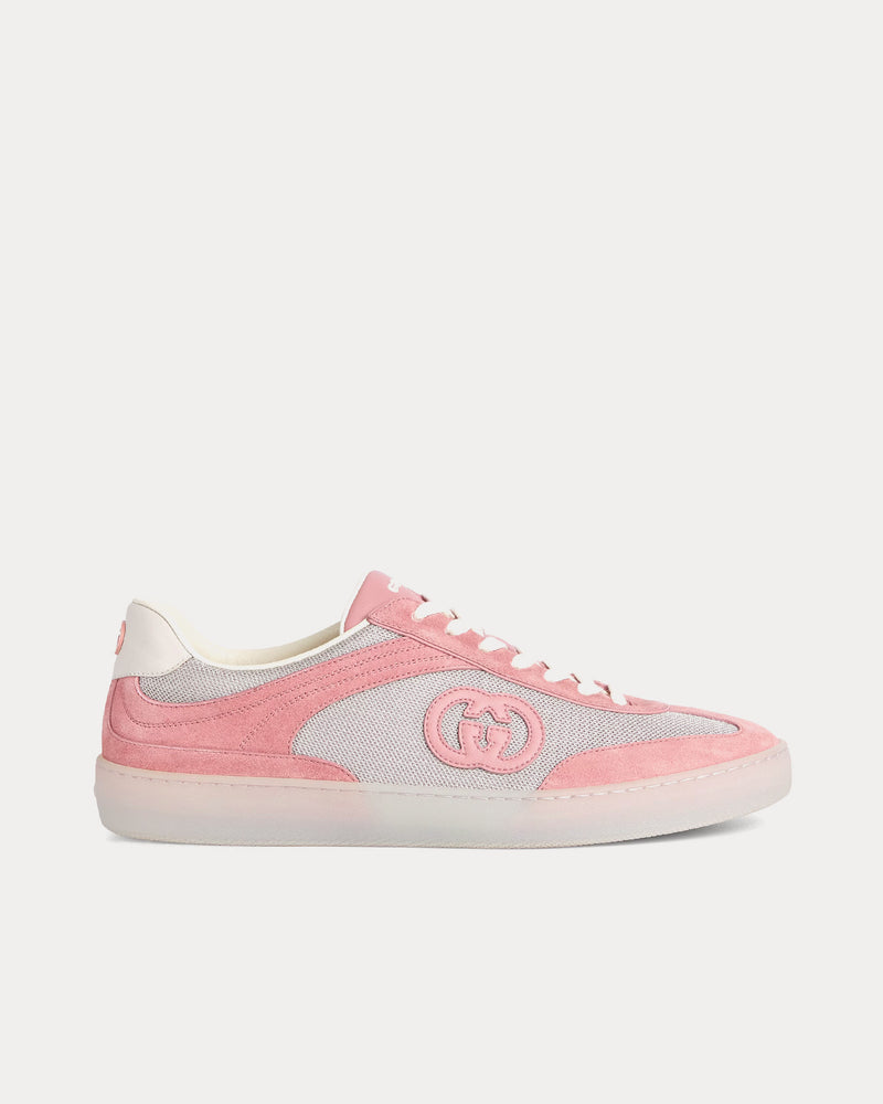 Gucci Interlocking G Suede Pink Low Top Sneakers - 1