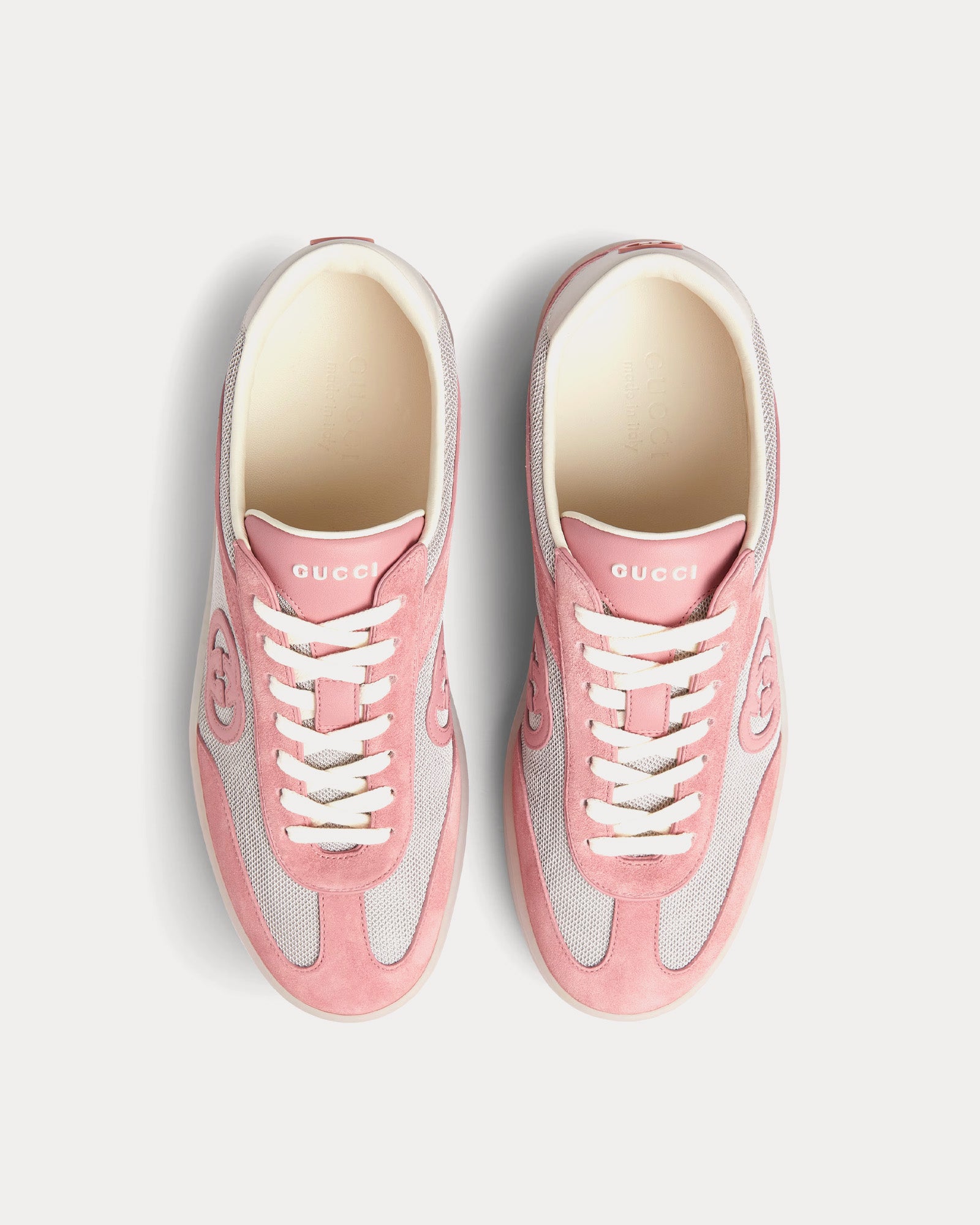 Gucci Interlocking G Suede Pink Low Top Sneakers - 2