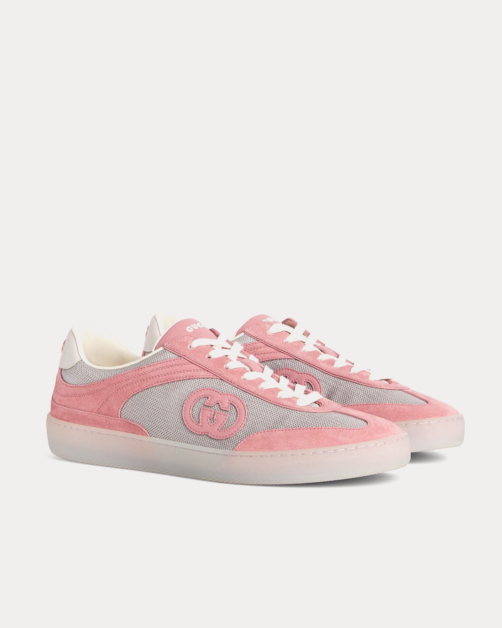 Gucci Interlocking G Suede Pink Low Top Sneakers - 3