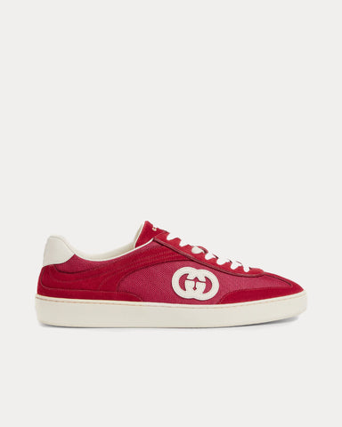 Gucci Interlocking G Suede Red Low Top Sneakers