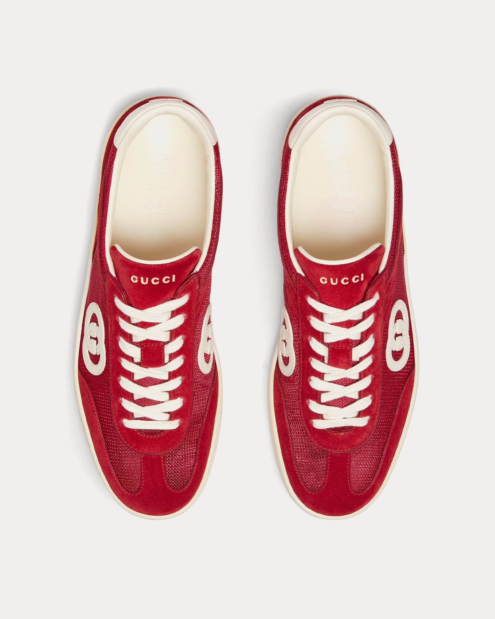 Gucci Interlocking G Suede Red Low Top Sneakers Sneak in Peace