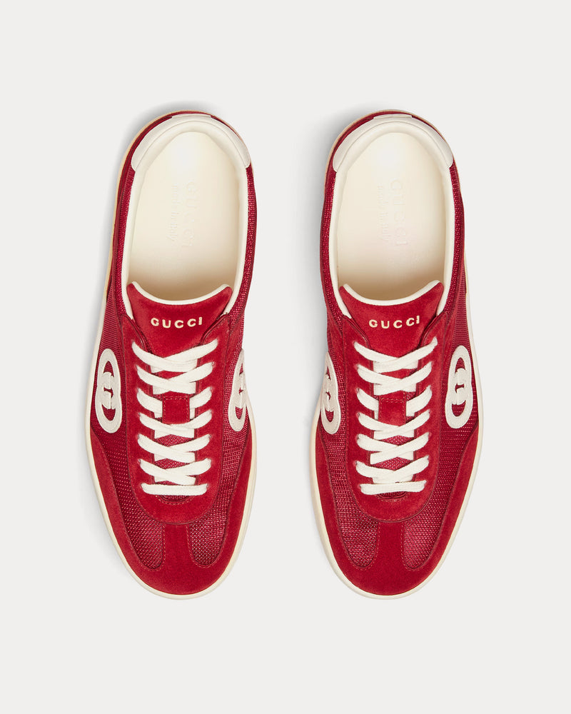 Gucci Interlocking G Suede Red Low Top Sneakers - 2