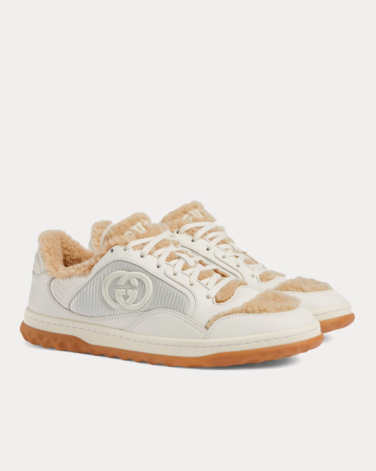 Gucci Mac80 Leather & Merino Wool Off White / Beige Low Top Sneakers - 3