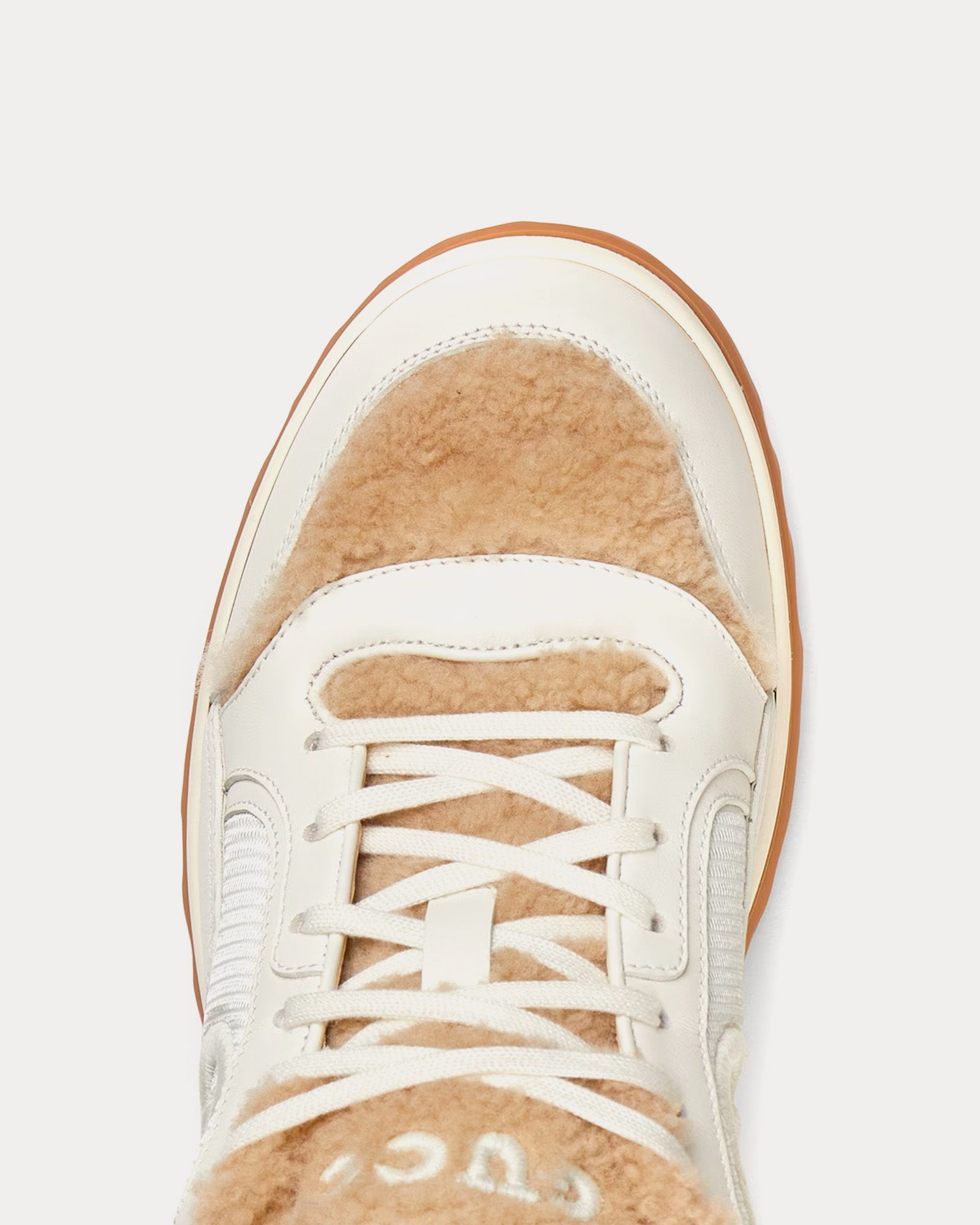 Gucci Mac80 Leather & Merino Wool Off White / Beige Low Top Sneakers - 5