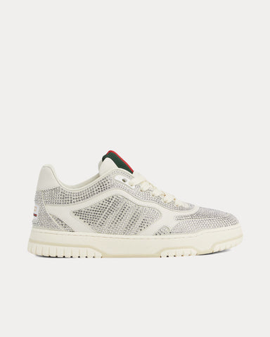 Gucci Re-Web Leather with Allover Crystal Appliqué White Low Top Sneakers