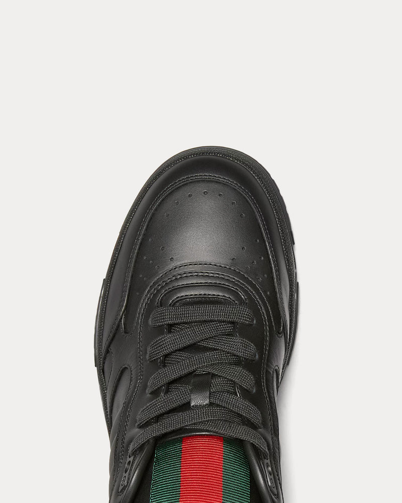 Gucci Re-Web Leather Black Low Top Sneakers - 5