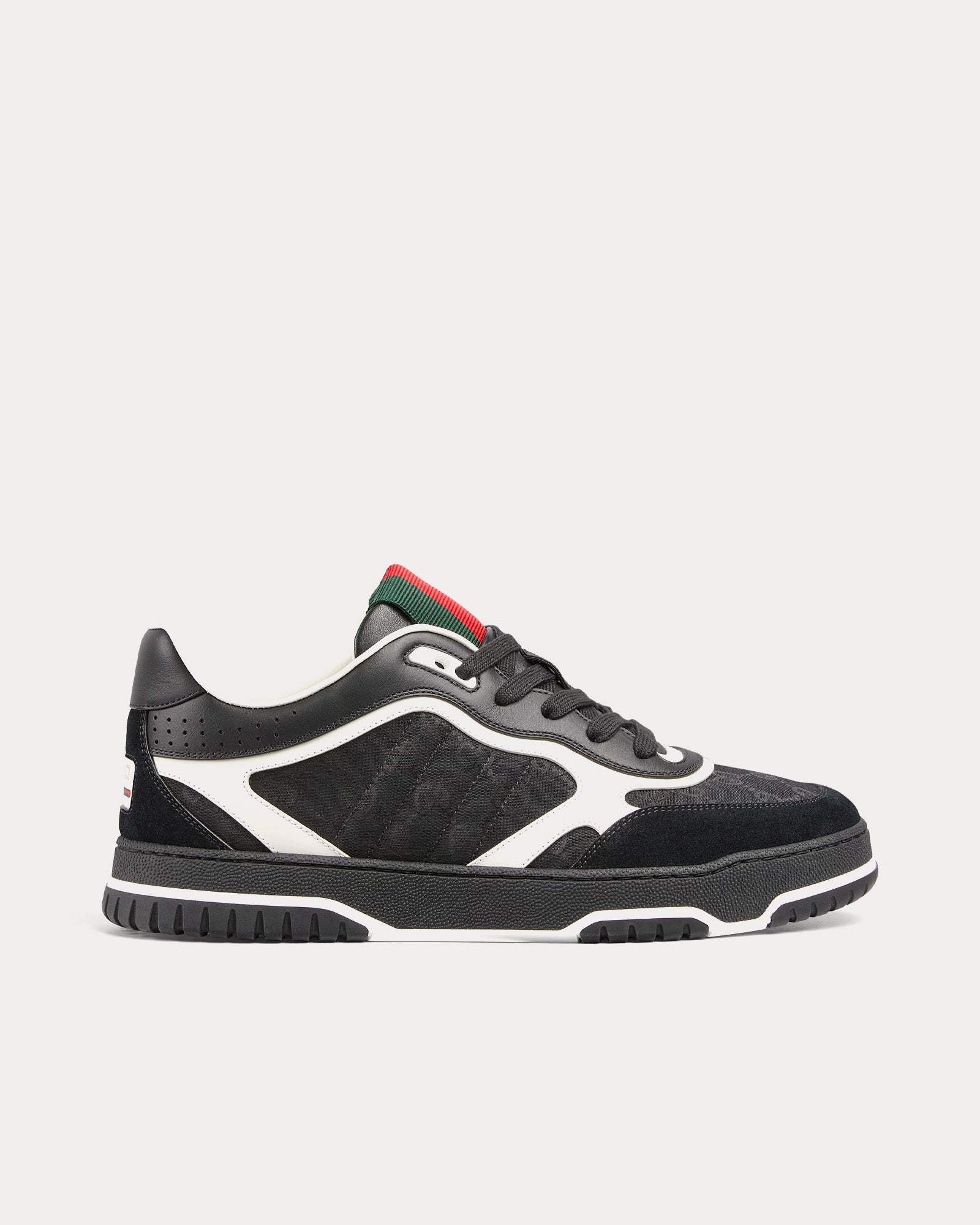 Gucci Re-Web Leather with Original GG Canvas Black / White Low Top Sneakers - 1