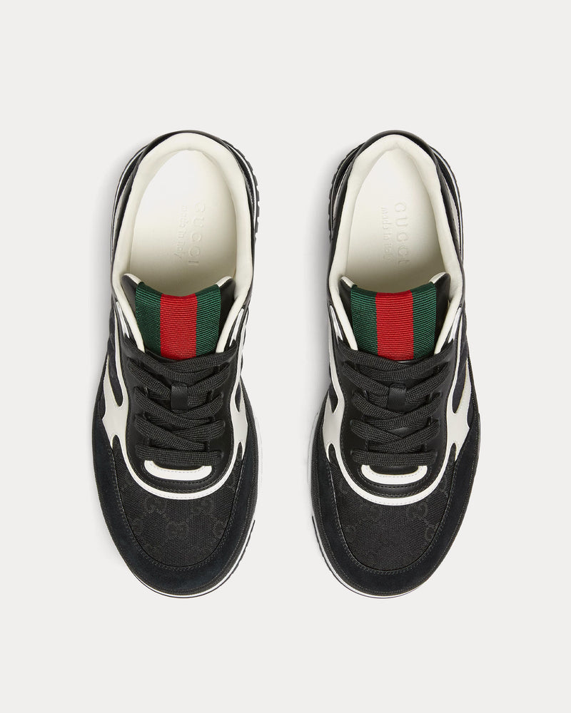 Gucci Re-Web Leather with Original GG Canvas Black / White Low Top Sneakers - 2