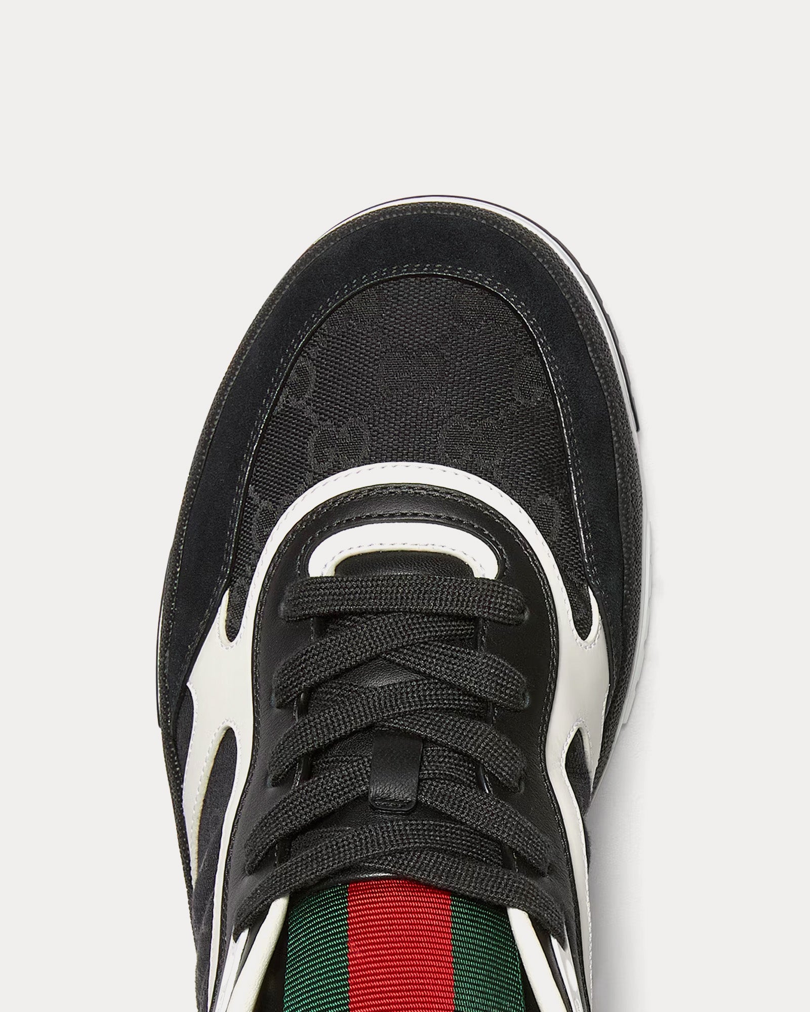 Gucci Re-Web Leather with Original GG Canvas Black / White Low Top Sneakers - 4