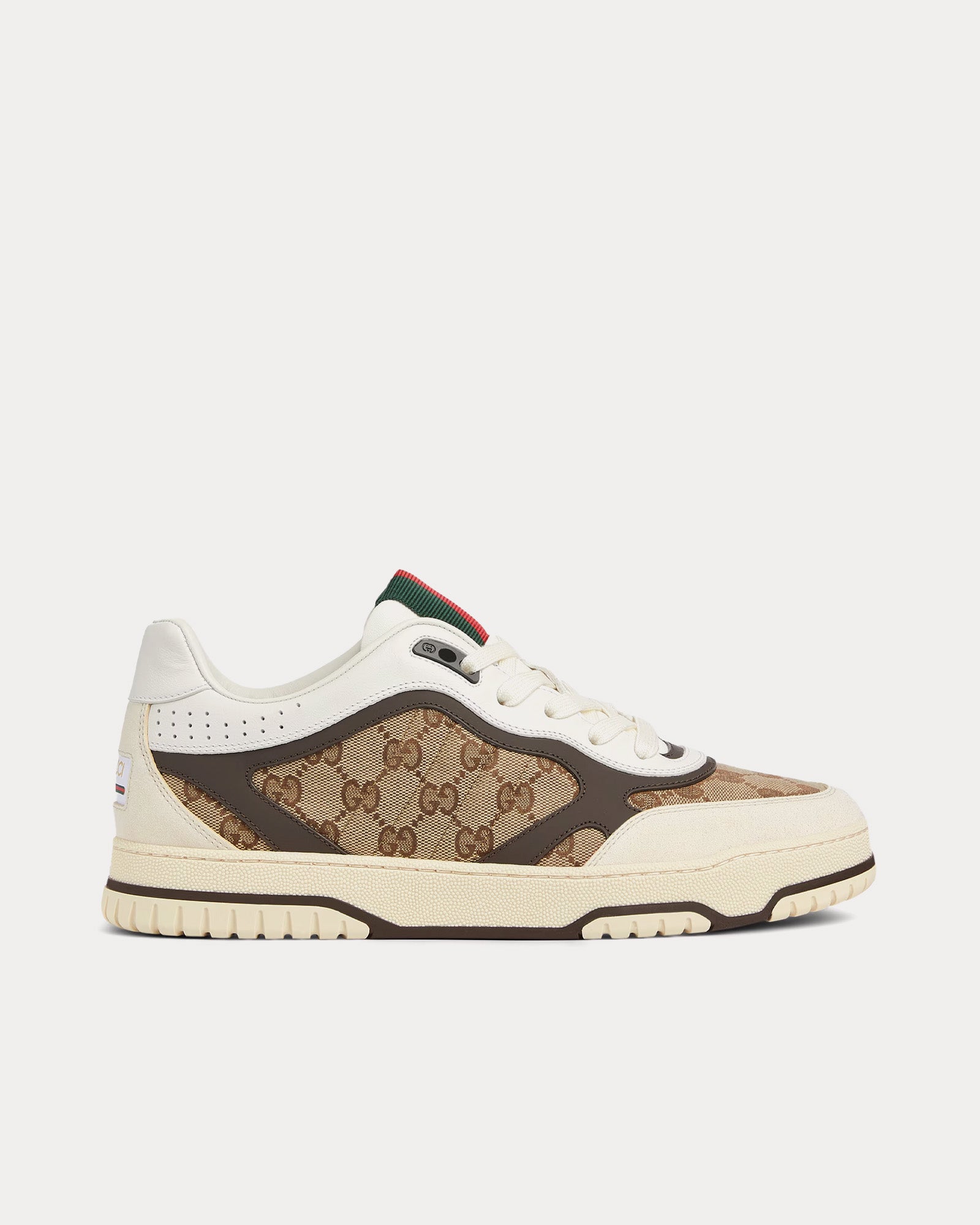 Gucci Re-Web Leather with Original GG Canvas White / Beige / Ebony Low Top Sneakers - 1