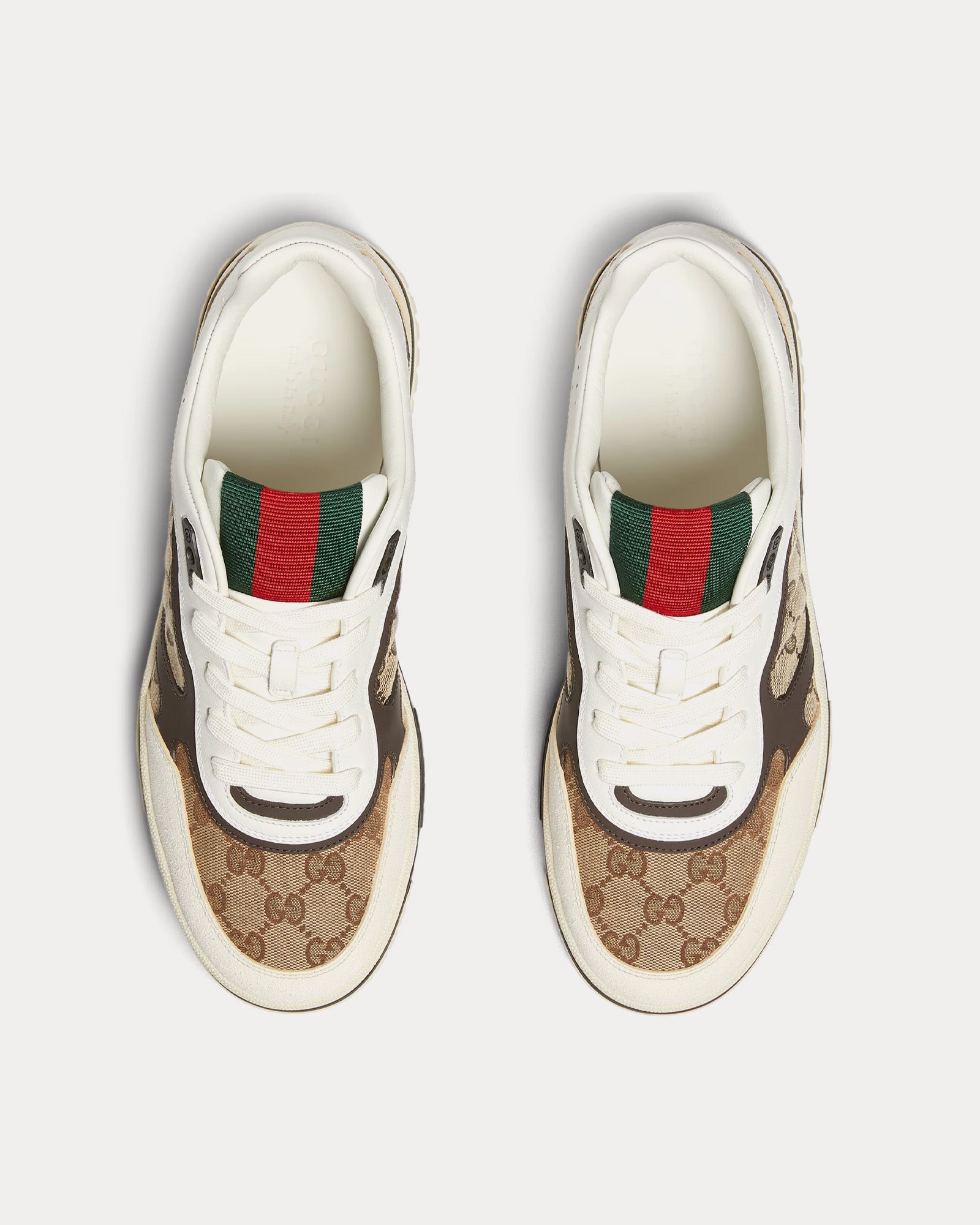 Gucci Re-Web Leather with Original GG Canvas White / Beige / Ebony Low Top Sneakers - 2