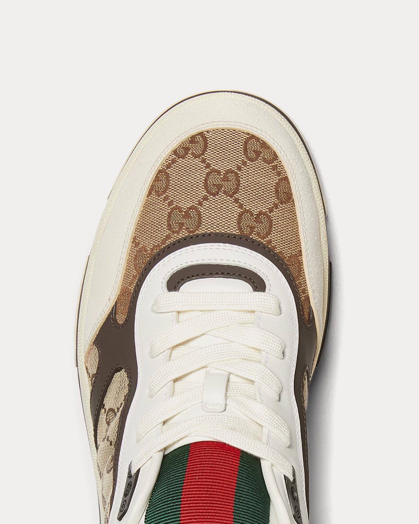 Gucci Re-Web Leather with Original GG Canvas White / Beige / Ebony Low Top Sneakers - 4