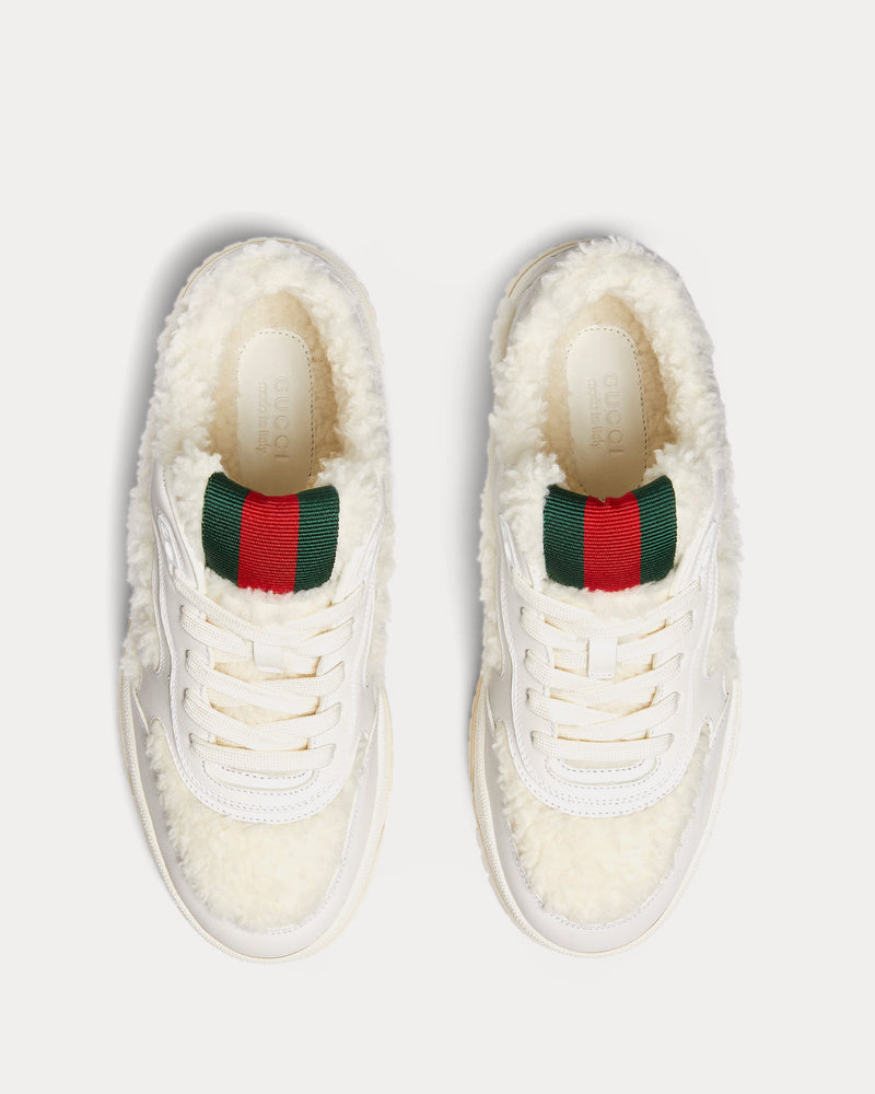 Gucci Re-Web with Merino Wool-Effect Fabric White Low Top Sneakers - 2