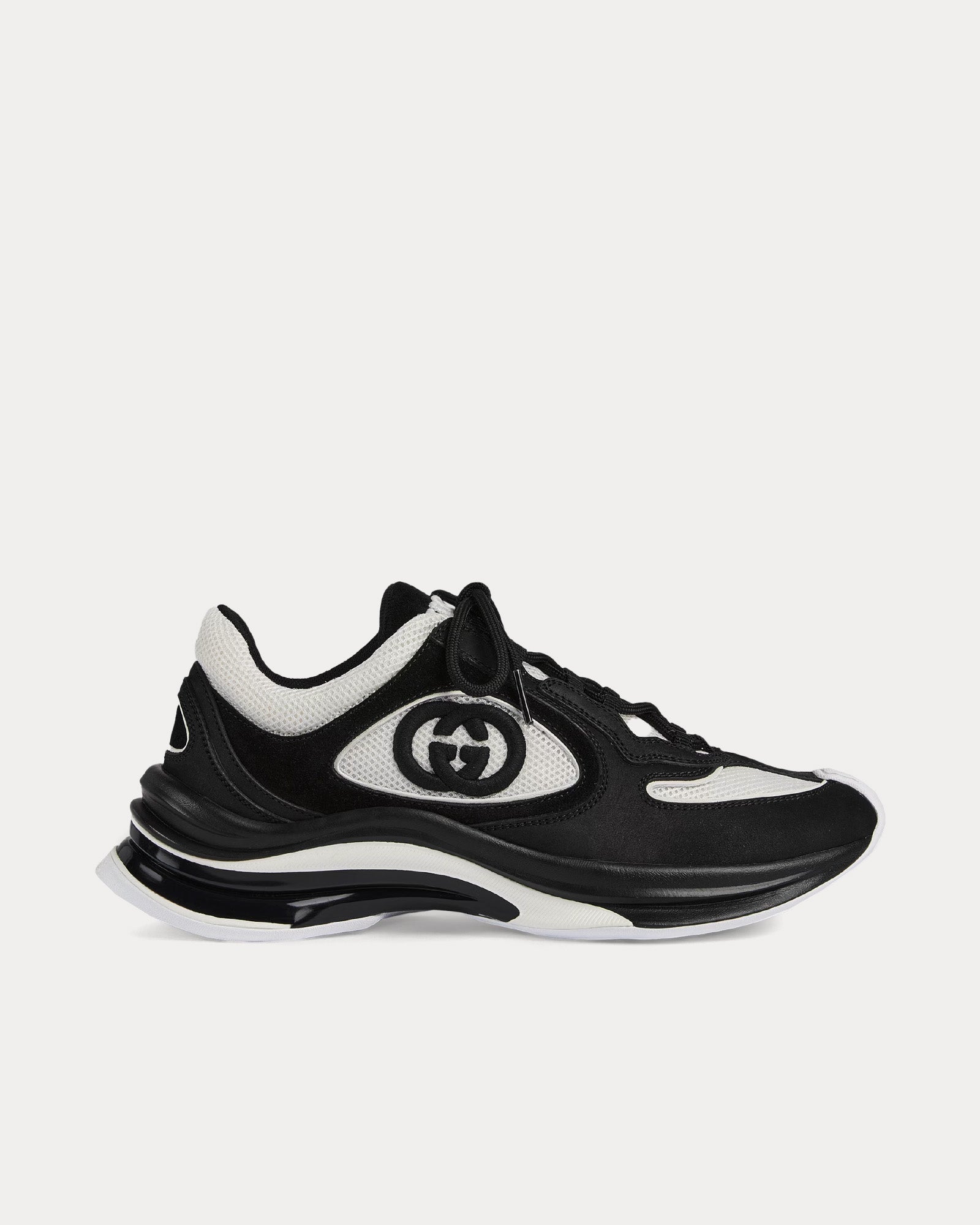 Gucci Run GG Suede Black / White Low Top Sneakers - 1