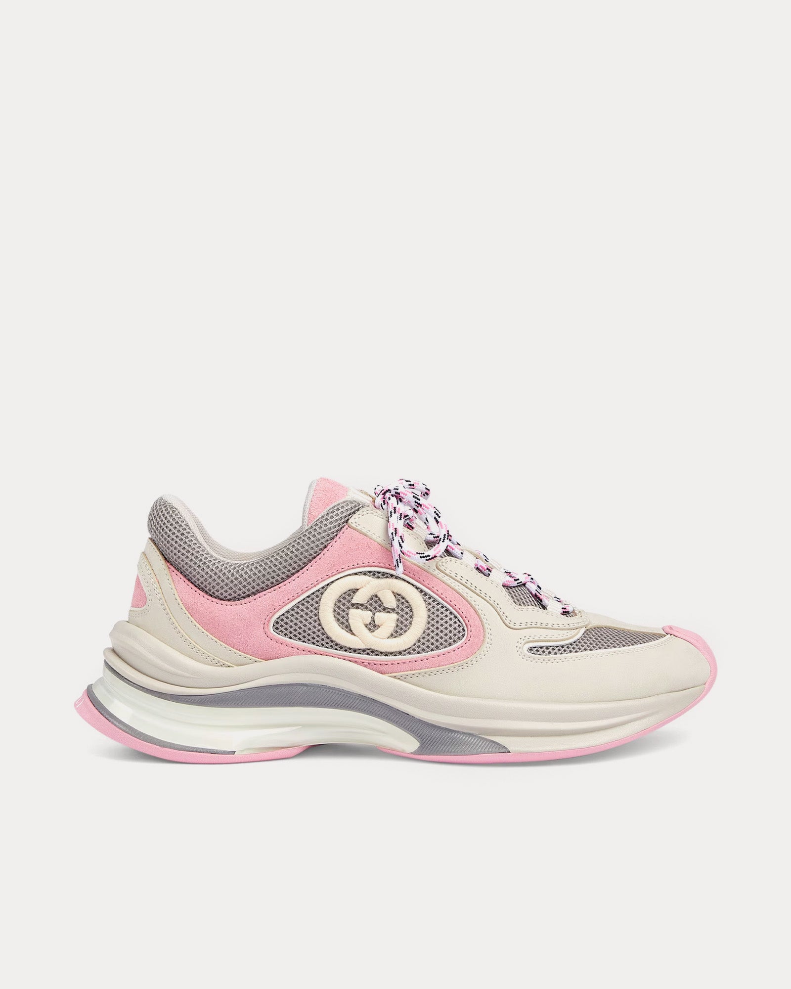 Gucci Run GG Suede Ivory / Pink Low Top Sneakers - 1