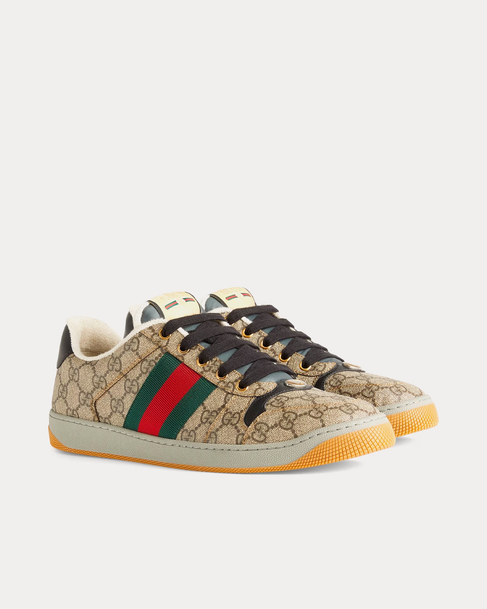 Gucci Screener with GG Supreme Canvas Beige / Ebony Low Top Sneakers - 3