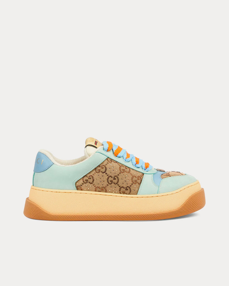 Gucci Screener GG Canvas Camel & Ebony / Blue Low Top Sneakers - 1