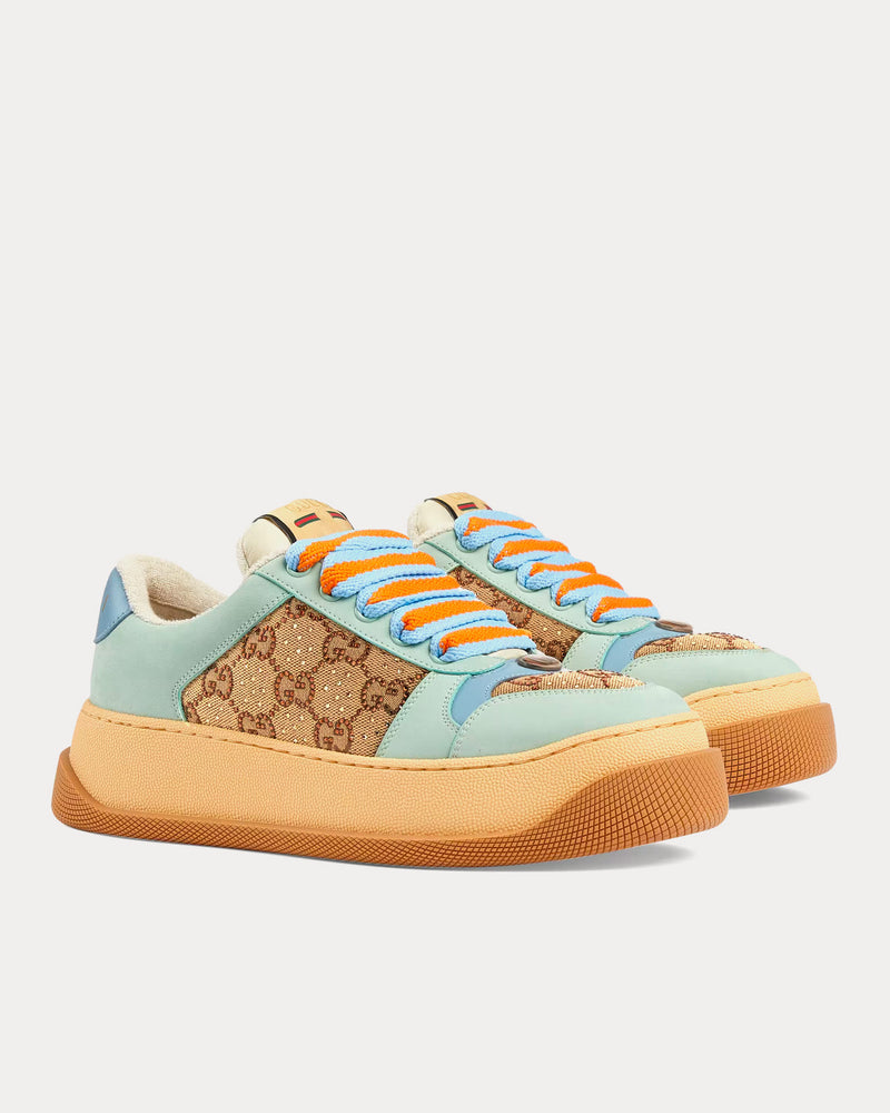 Gucci Screener GG Canvas Camel & Ebony / Blue Low Top Sneakers - 3