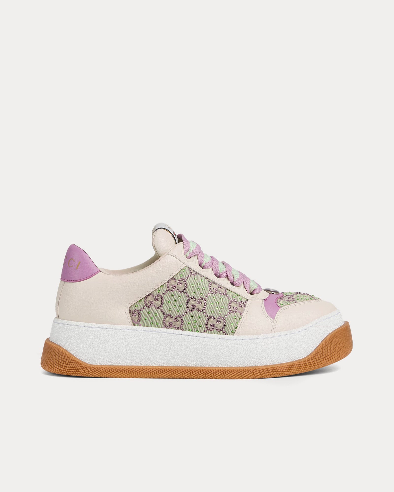 Gucci Screener GG Crystal Canvas Beige / Purple Low Top Sneakers - 1