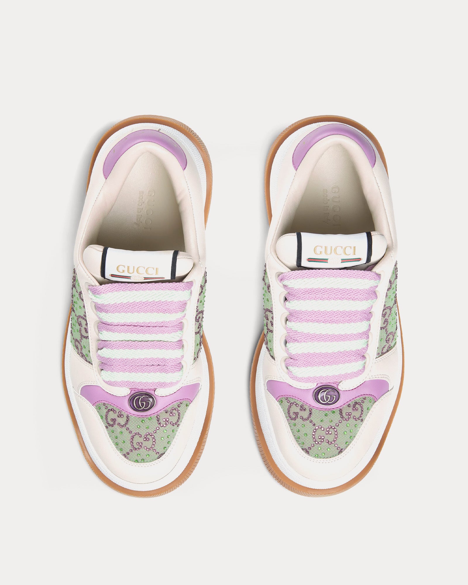 Gucci Screener GG Crystal Canvas Beige / Purple Low Top Sneakers - 2