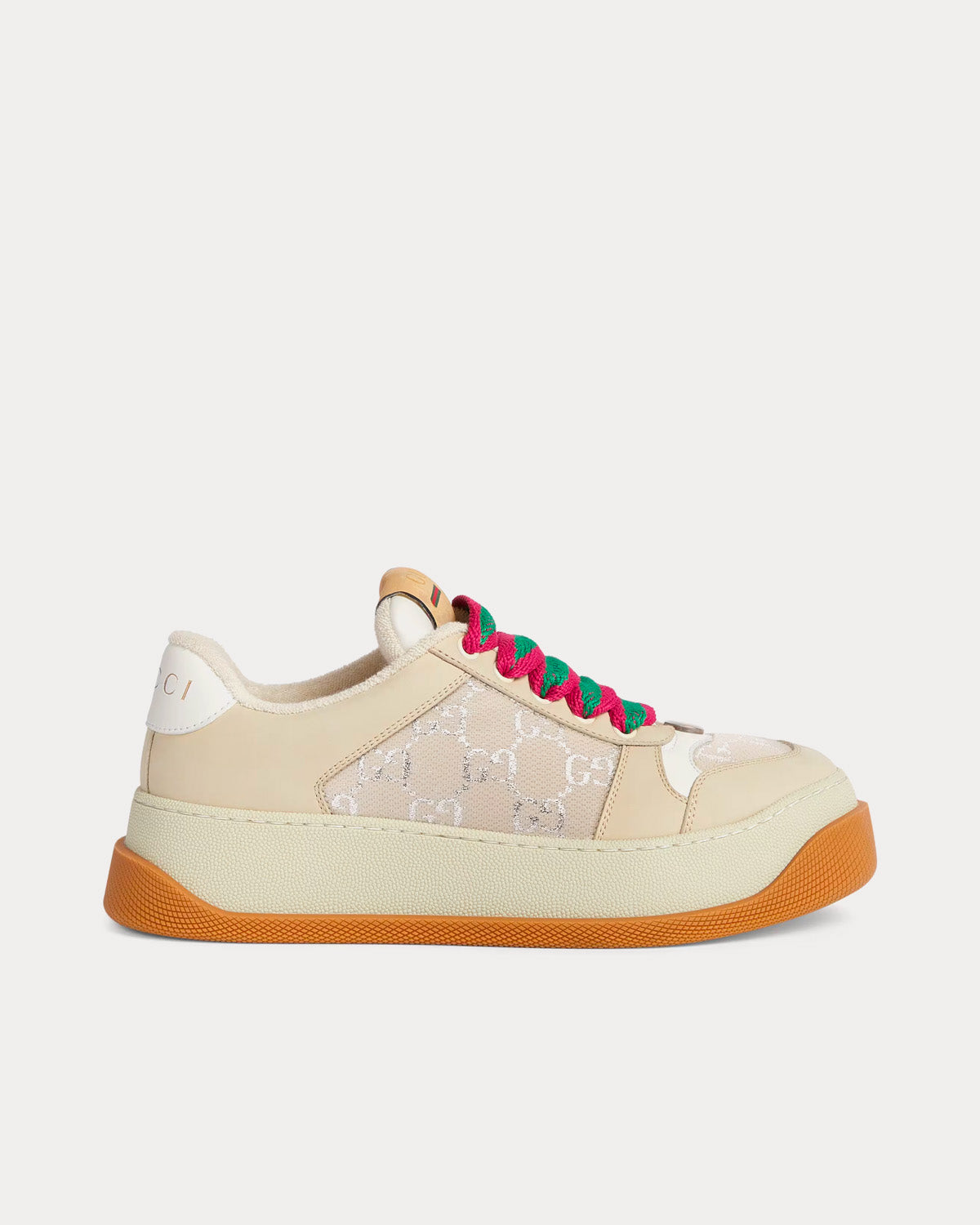 Gucci Screener GG Lamé Canvas White / Beige Low Top Sneakers - 1