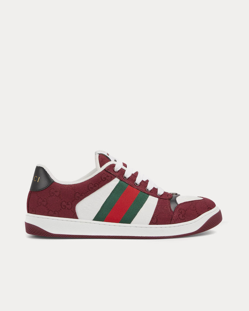 Gucci Screener with Rosso Ancora GG Canvas & Web Red / White Low Top Sneakers - 1