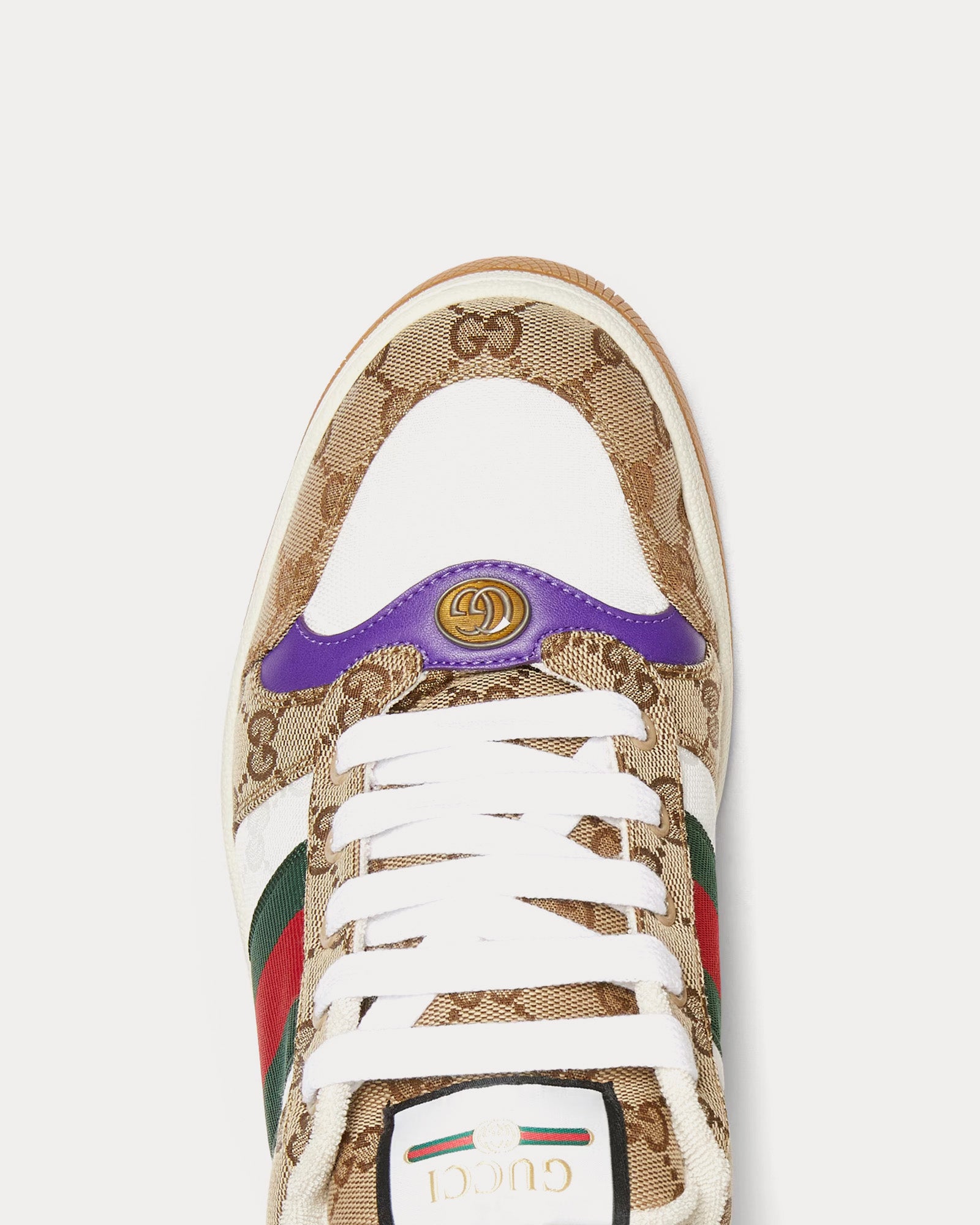 Gucci Screener with GG Canvas & Web Beige / Dark Brown / Purple Low Top Sneakers - 4