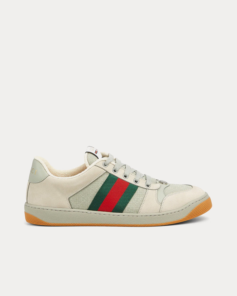 Gucci Screener with GG Canvas & Web Suede Grey Low Top Sneakers - 1